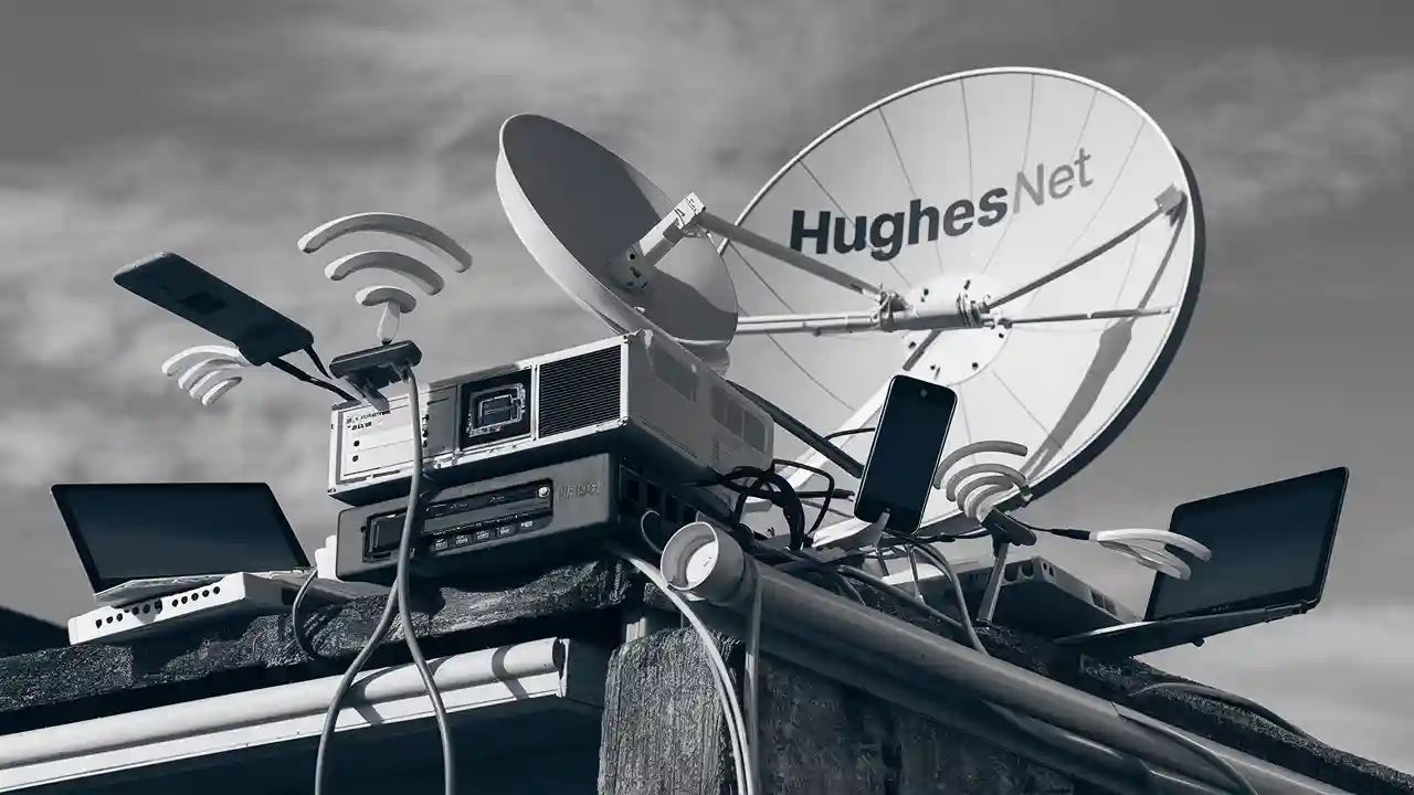 How many devices can Hughesnet handle?